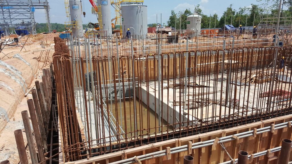 Excavation foundation construction, stock photo for illustration