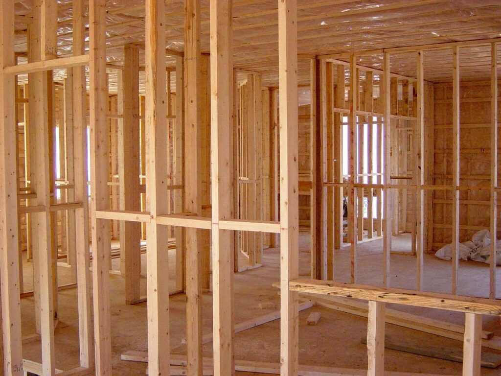 House framing under construction, stock photo for illustration