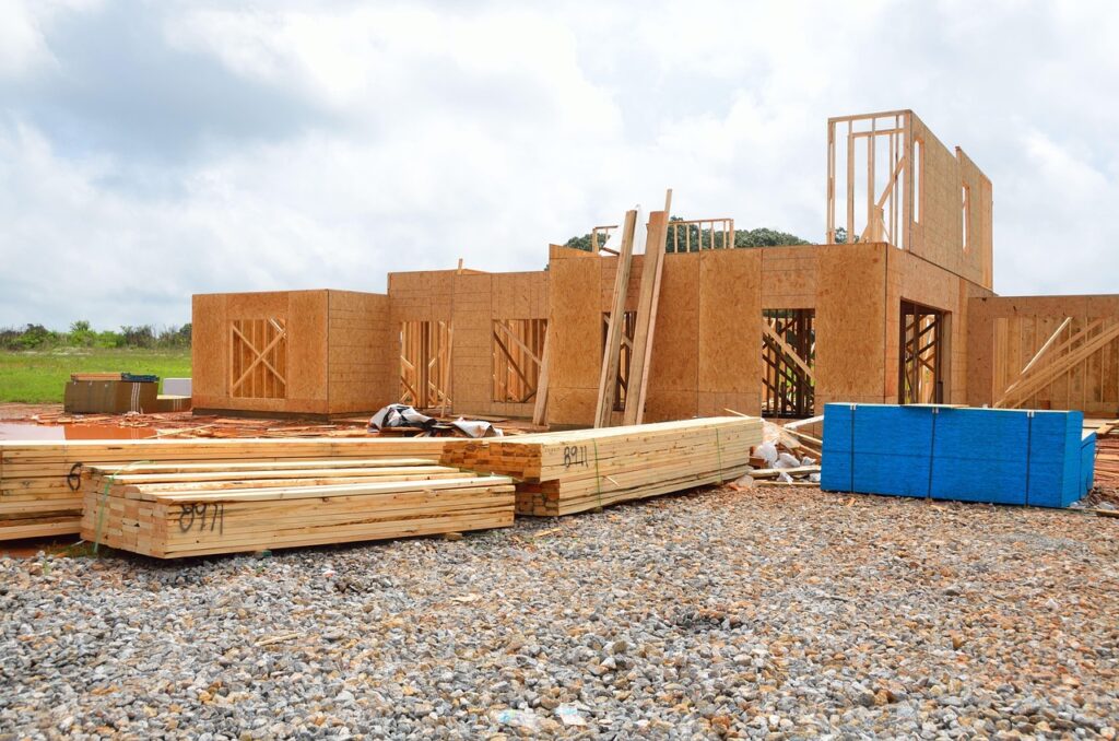 House framing under construction, stock photo for illustration